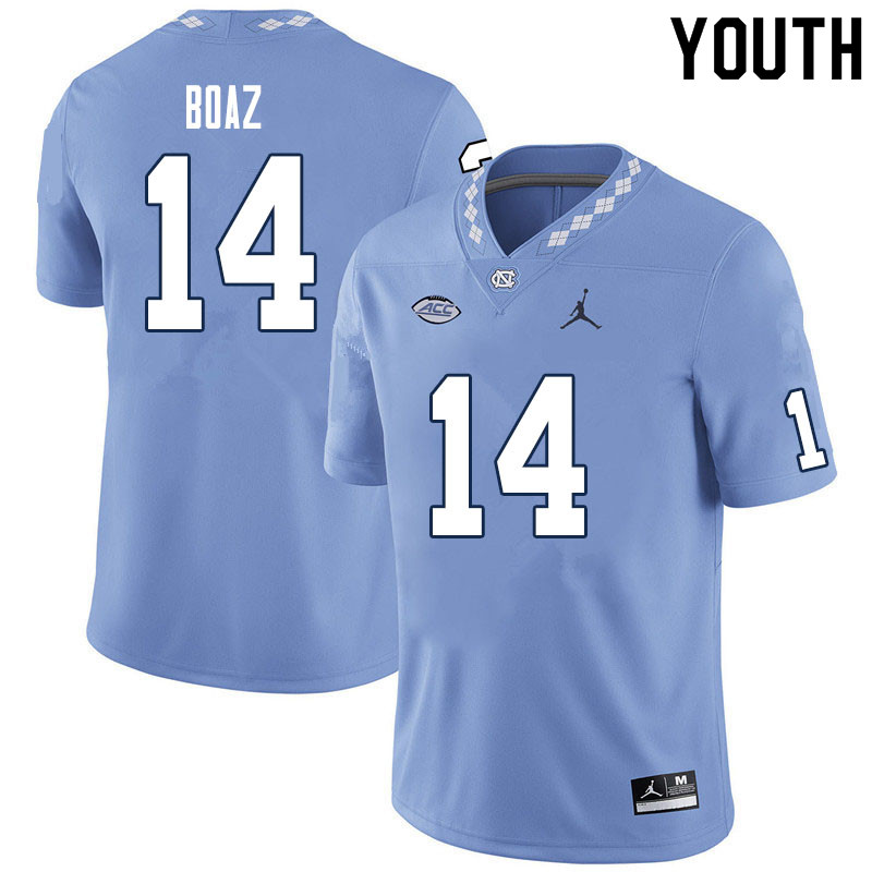 Youth #14 Jefferson Boaz North Carolina Tar Heels College Football Jerseys Sale-Carolina Blue